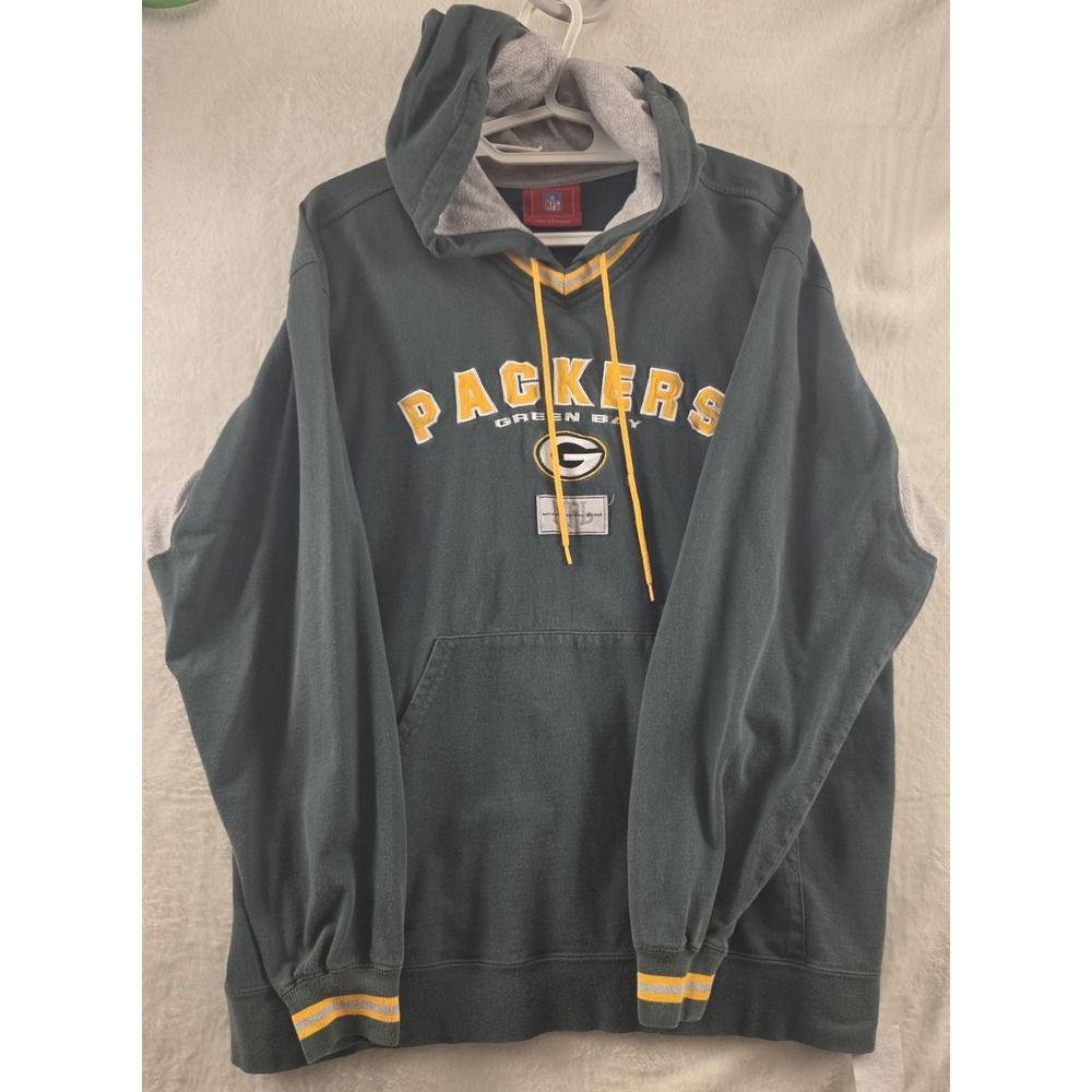 Green Bay Packers NFL Hoodie Men L Pullover Embroidered Logo Y2K Colorblock